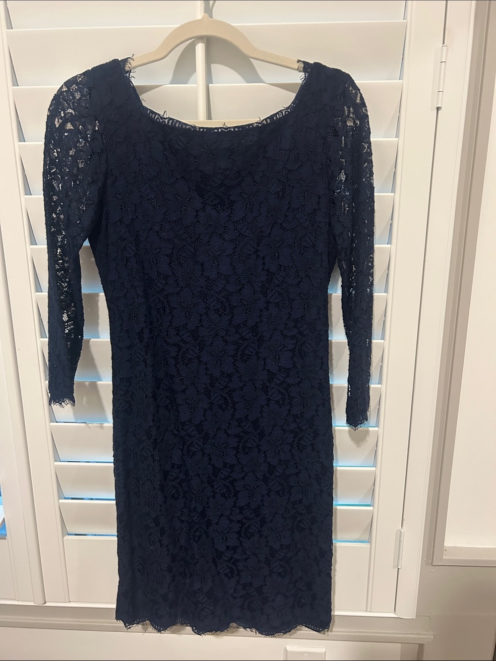 Diane von Furstenberg (DVF) Zarita Lace Dress in a deep navy blue, size 6